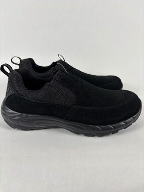 George, Slip-On, Sneakers/Shoes, Black Genuine Suede, Memory Foam, Size 8.5 W